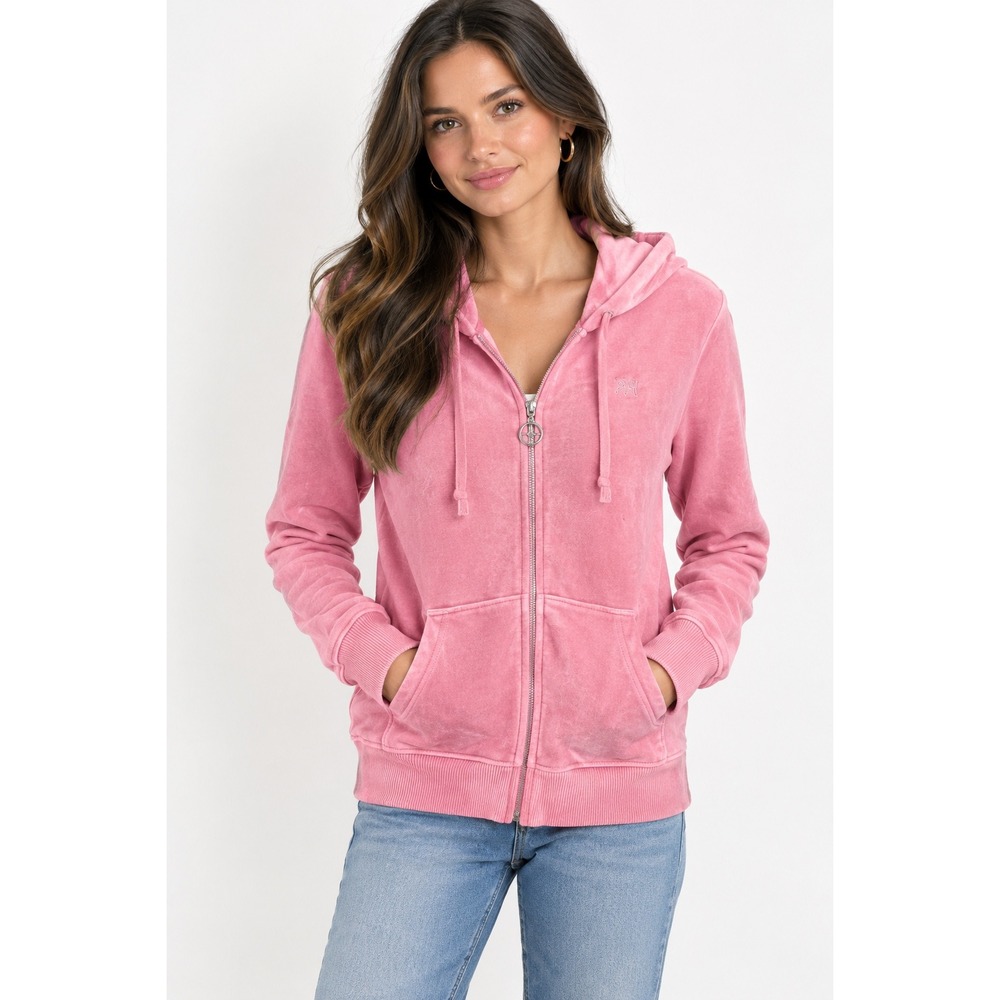 Paris Hilton Hoodie Women's Small Velour Rhinestone Y2K Boss Babe Soft Girl Pink
